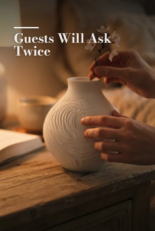 White ceramic vase on a dark background
