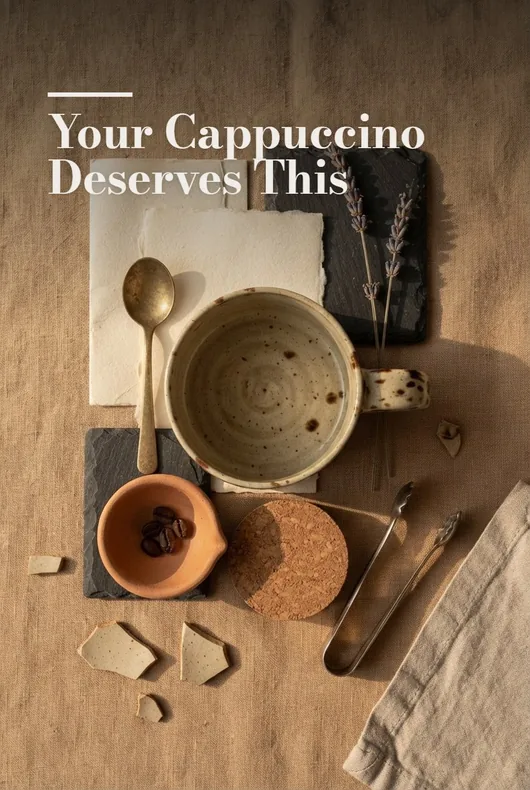 Handmade mug with a cappuccino setting